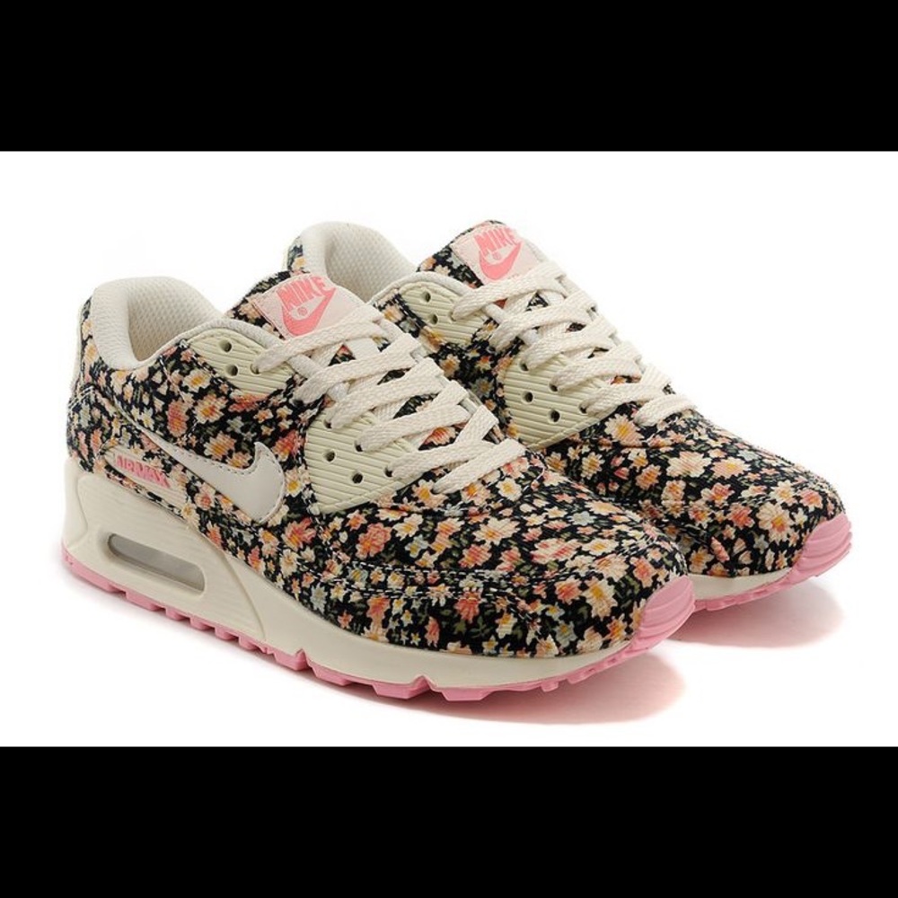 Nike Air Max 90 - Floral Print Running Shoes - Jasmine Flower